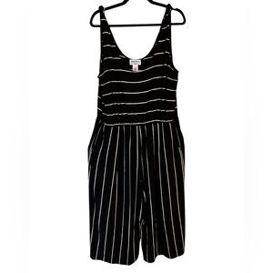 For The Republic Black and White Striped Jumpsuit
